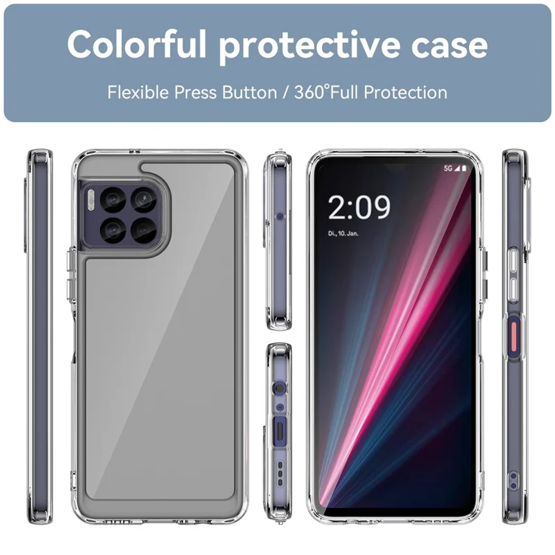 For T-Mobile REVVL 7 Pro Case TPU+Acrylic Phone Cover Colorful Frame - Transparent