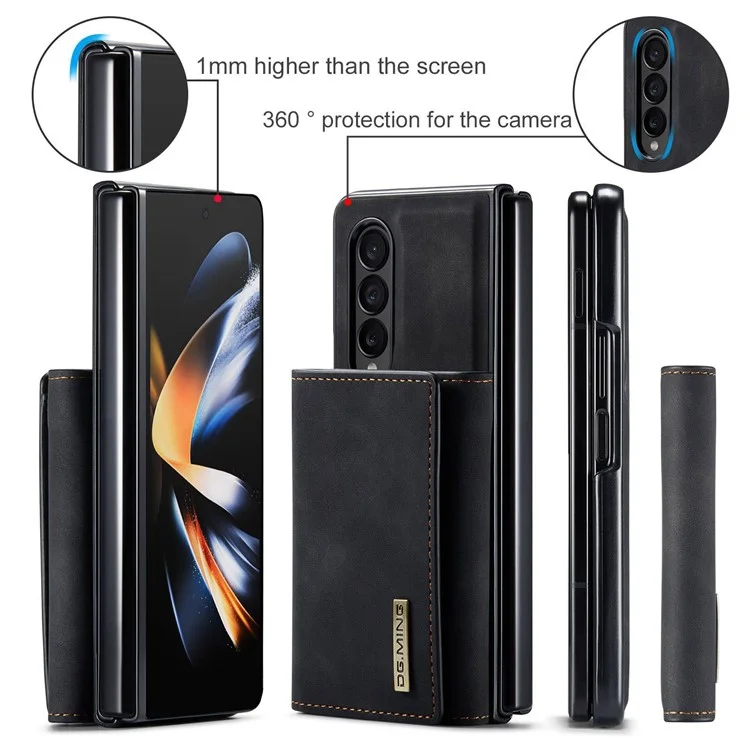 DG.MING M1 Series Phone Case for Samsung Galaxy Z Fold3 5G Detachable 2-in-1 Wallet Phone Case Anti-Drop Cell Phone Case - Black