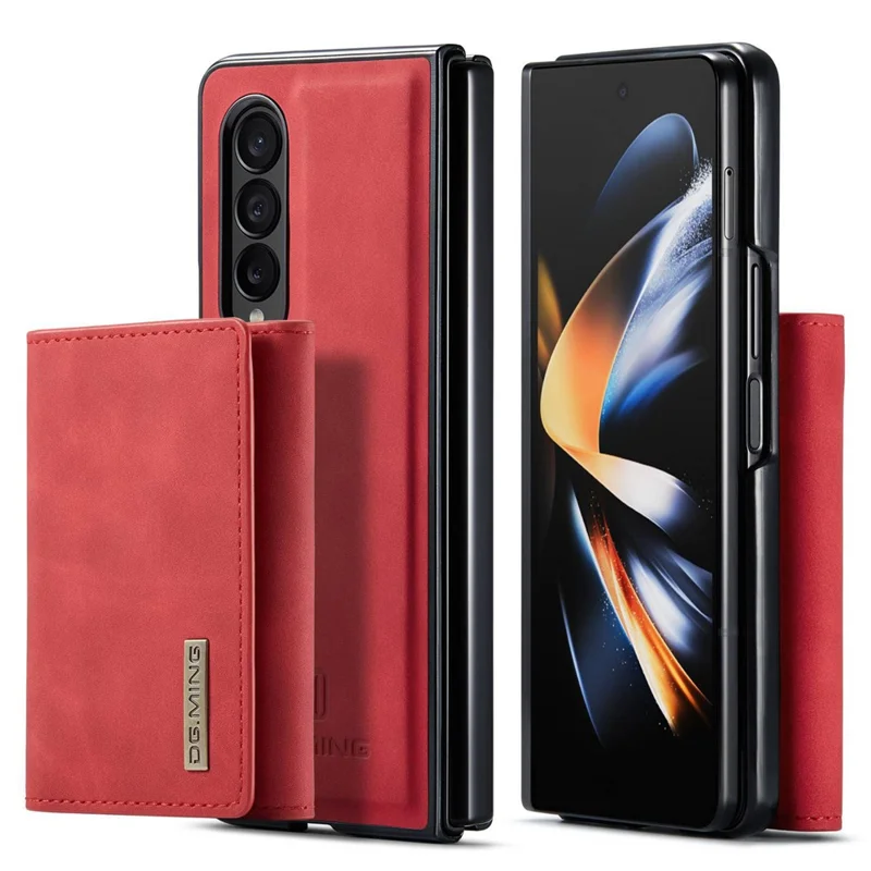 DG.MING M1 Series Phone Case for Samsung Galaxy Z Fold3 5G Detachable 2-in-1 Wallet Phone Case Anti-Drop Cell Phone Case - Red