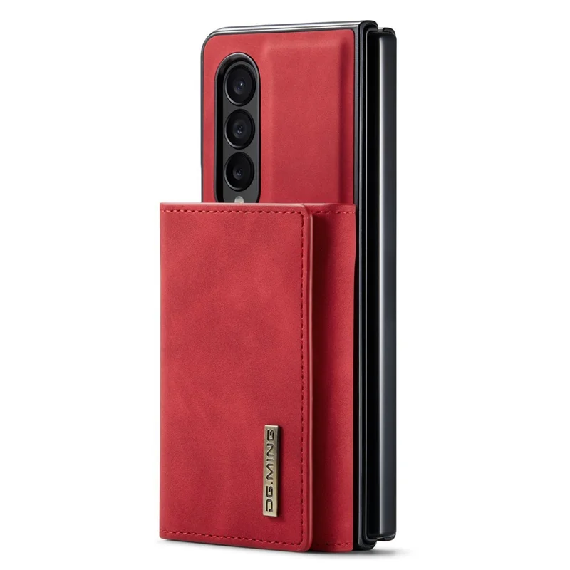 DG.MING M1 Series Phone Case for Samsung Galaxy Z Fold3 5G Detachable 2-in-1 Wallet Phone Case Anti-Drop Cell Phone Case - Red