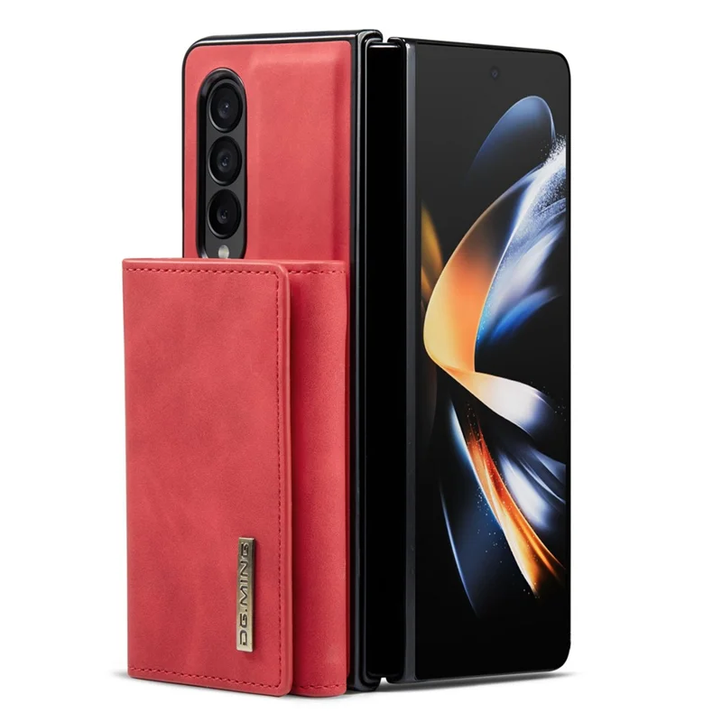 DG.MING M1 Series Phone Case for Samsung Galaxy Z Fold3 5G Detachable 2-in-1 Wallet Phone Case Anti-Drop Cell Phone Case - Red