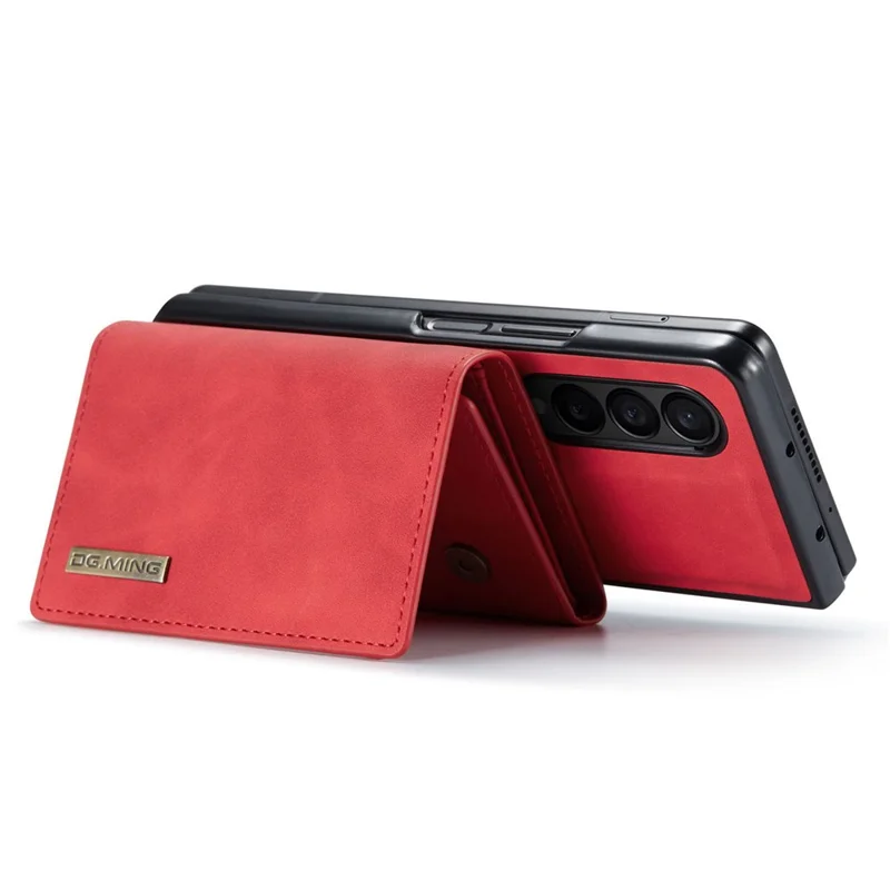 DG.MING M1 Series Phone Case for Samsung Galaxy Z Fold3 5G Detachable 2-in-1 Wallet Phone Case Anti-Drop Cell Phone Case - Red