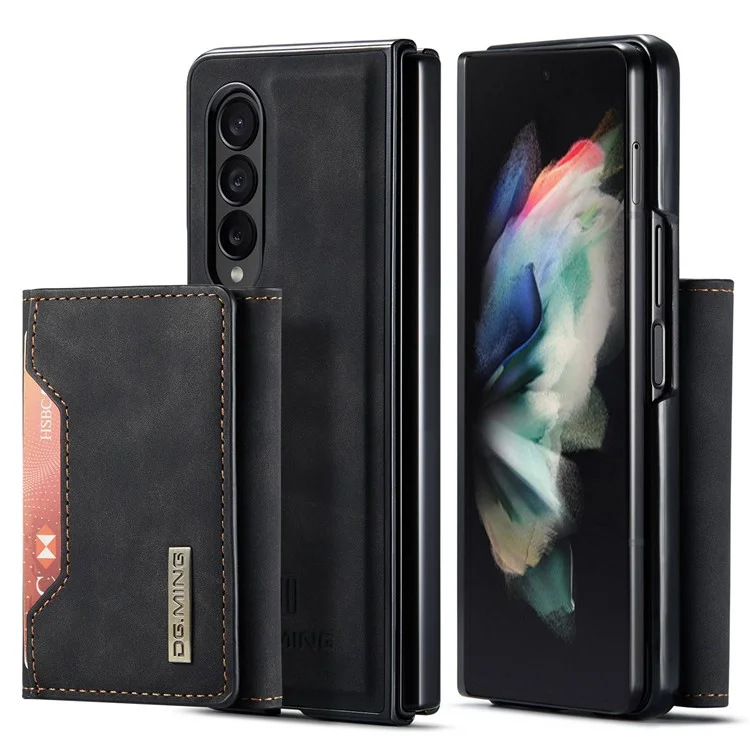 Чехол для телефона DG.MING M2 Series для Samsung Galaxy Z Fold3 5G, противоударный чехол с магнитной абсорбцией, съемный кошелек, чехол с подставкой, защитный чехол - черный