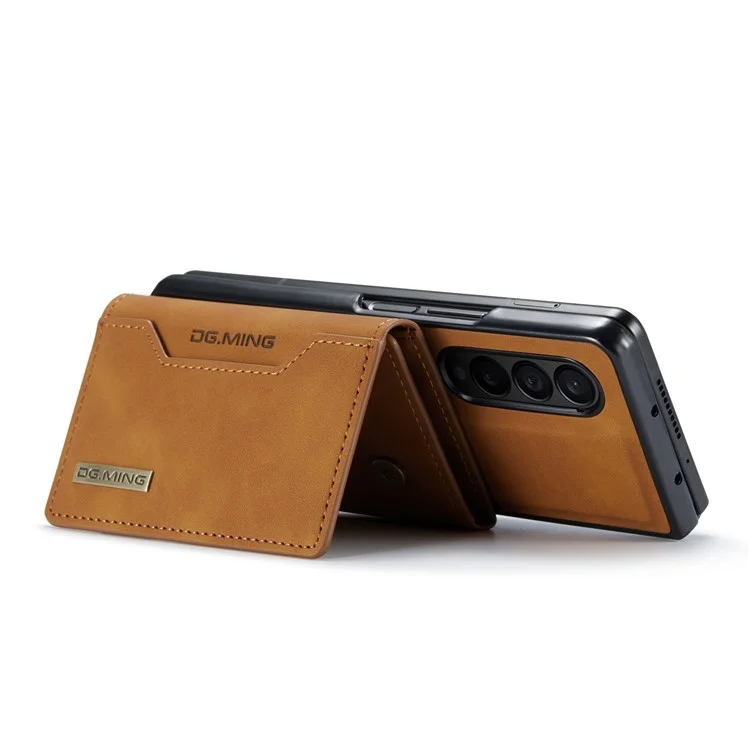 DG.MING M2 Series Phone Case for Samsung Galaxy Z Fold3 5G Shockproof Case Magnetic Absorption Detachable Wallet Phone Case Kickstand Protective Cover - Brown