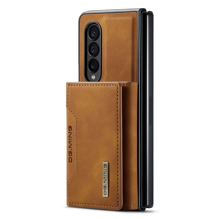DG.MING M2 Series Phone Case for Samsung Galaxy Z Fold3 5G Shockproof Case Magnetic Absorption Detachable Wallet Phone Case Kickstand Protective Cover - Brown