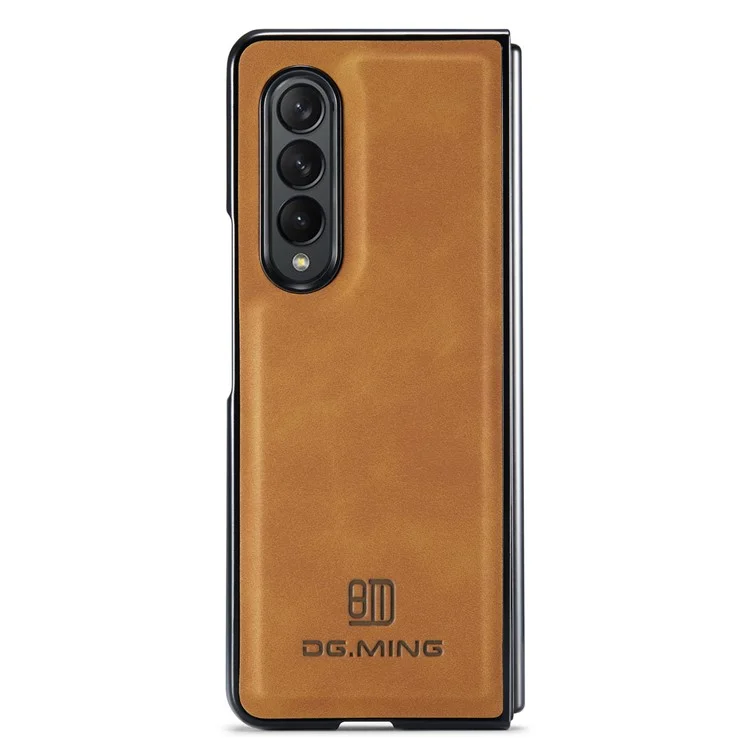 DG.MING M2 Series Phone Case for Samsung Galaxy Z Fold3 5G Shockproof Case Magnetic Absorption Detachable Wallet Phone Case Kickstand Protective Cover - Brown
