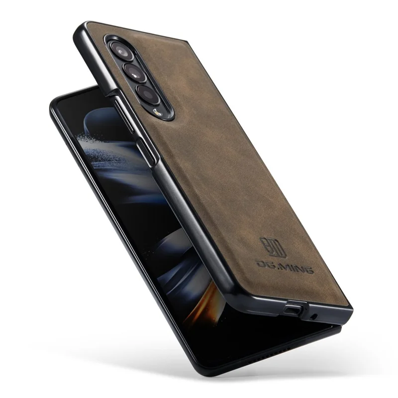 DG.MING M2 Series Phone Case for Samsung Galaxy Z Fold3 5G Shockproof Case Magnetic Absorption Detachable Wallet Phone Case Kickstand Protective Cover - Coffee