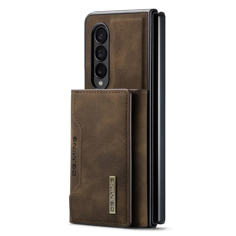 DG.MING M2 Series Phone Case for Samsung Galaxy Z Fold3 5G Shockproof Case Magnetic Absorption Detachable Wallet Phone Case Kickstand Protective Cover - Coffee