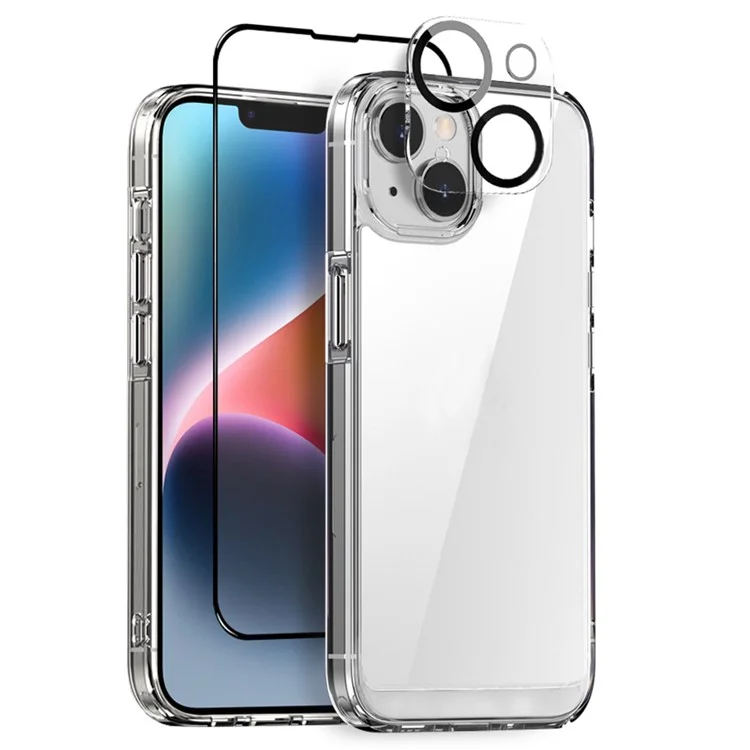 NORTHJO Para iPhone 14 Plus Funda PC+TPU Cubierta de Teléfono + Protector de Pantalla + Protector de Lente de Cámara