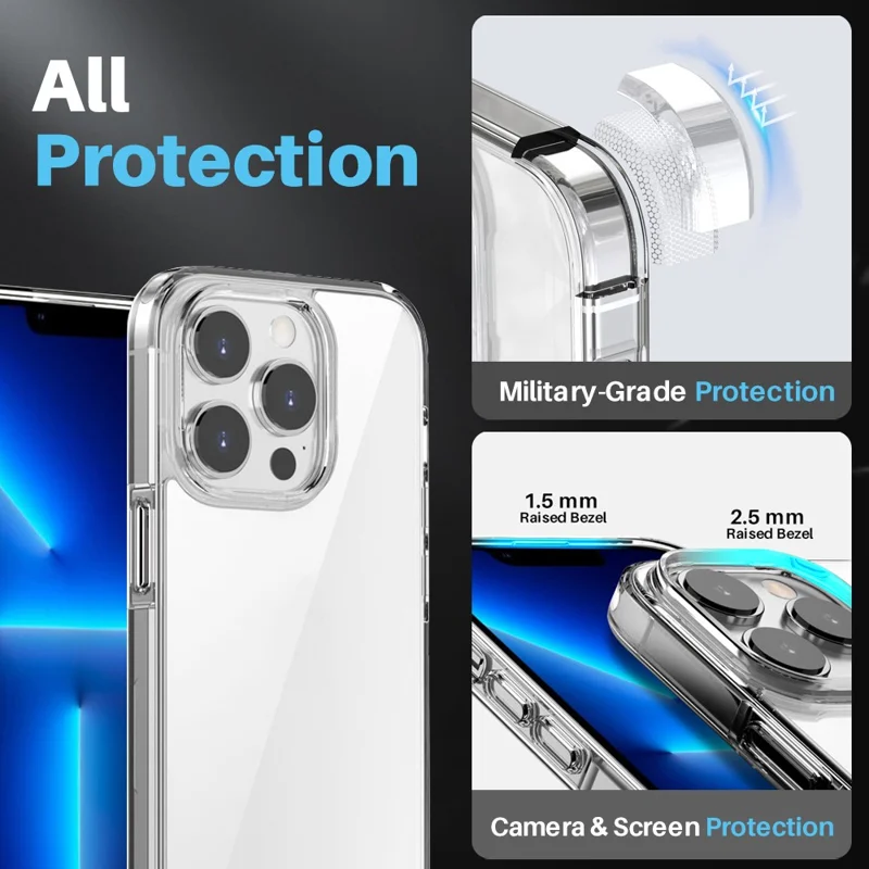 NORTHJO For iPhone 13 Pro Max Case Full Protection PC+TPU Phone Cover + Screen Protector + Camera Lens Protector