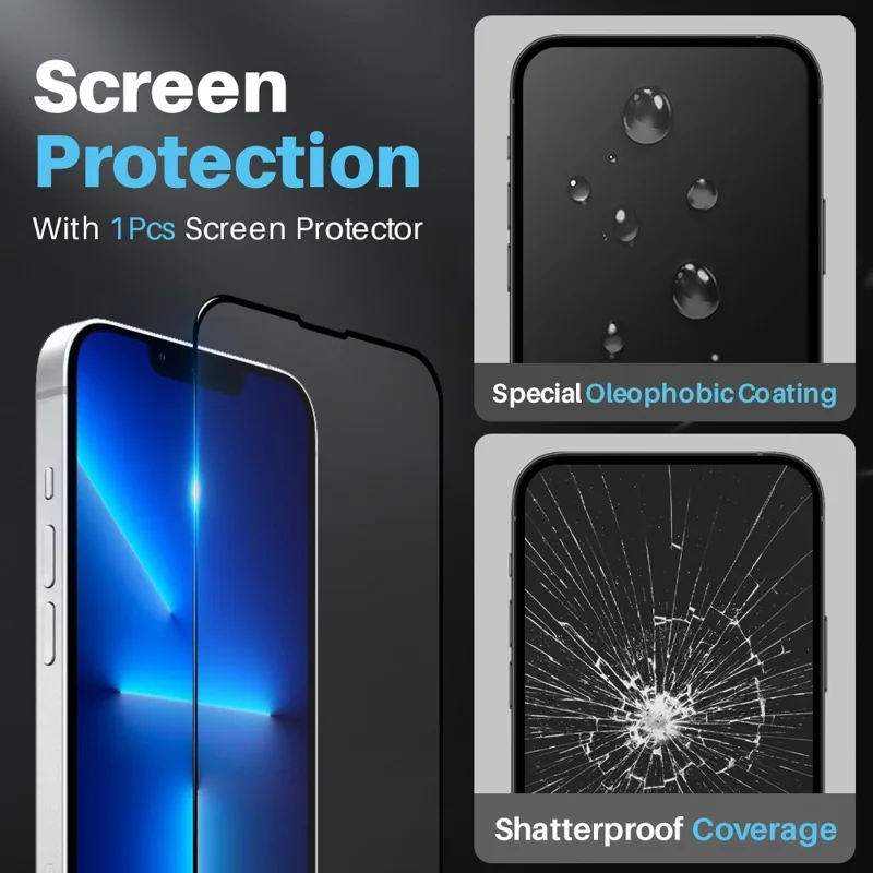 NORTHJO For iPhone 13 Pro Max Case Full Protection PC+TPU Phone Cover + Screen Protector + Camera Lens Protector