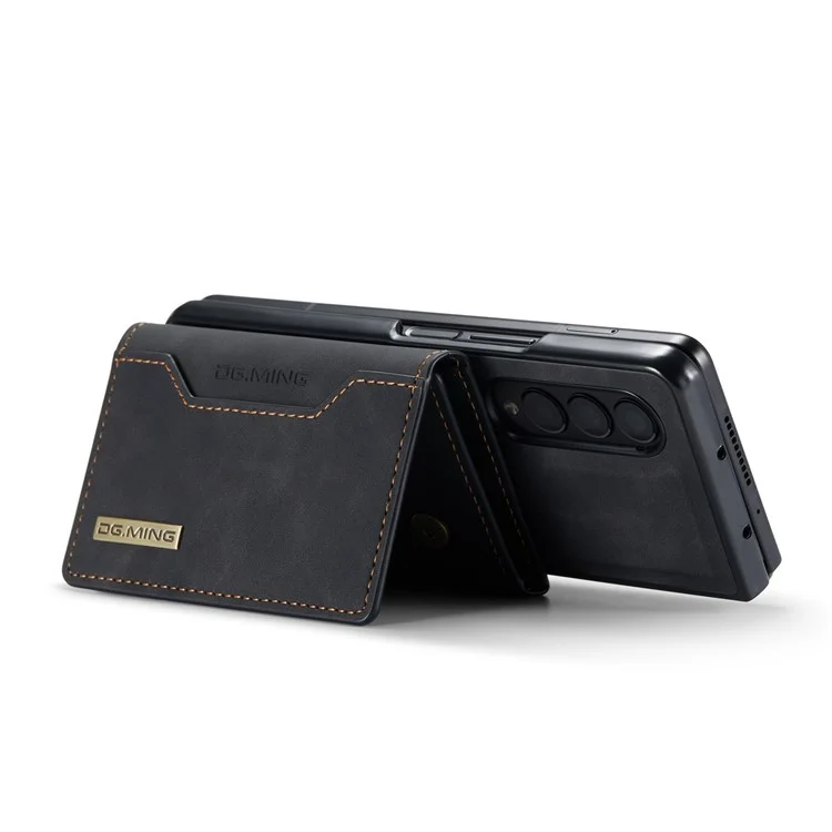 DG.MING M2 Series per Samsung Galaxy Z Fold4 5G Custodia per telefono Assorbimento magnetico Portafoglio rimovibile Custodia con supporto protettivo - Nero