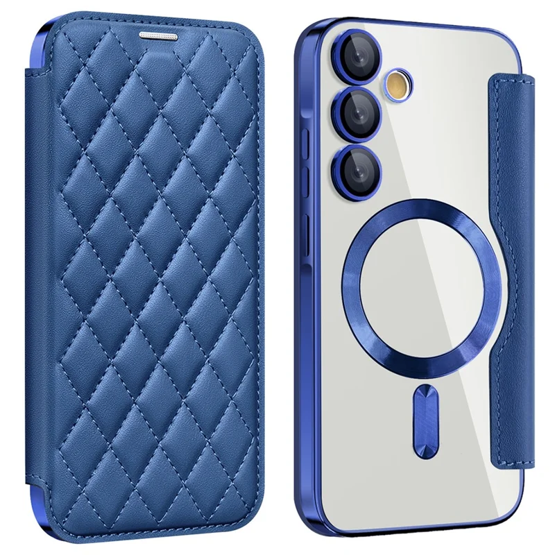 For Samsung Galaxy A55 5G Magnetic Case RFID Blocking Card Holder Leather Phone Cover - Sapphire