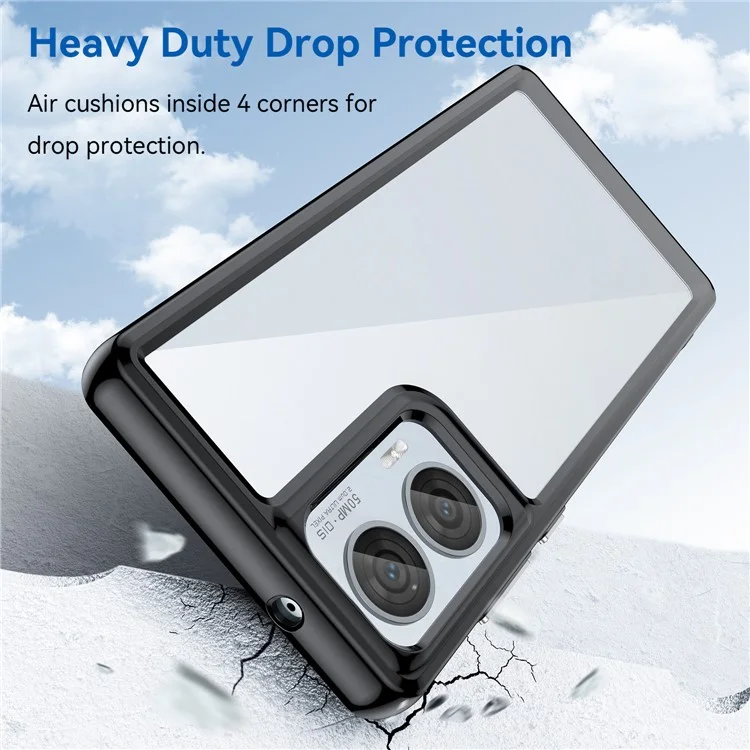 Pour Motorola Edge 50 Fusion 5G Étui Coque TPU+Acrylique Panneau Arrière Transparent - Noir