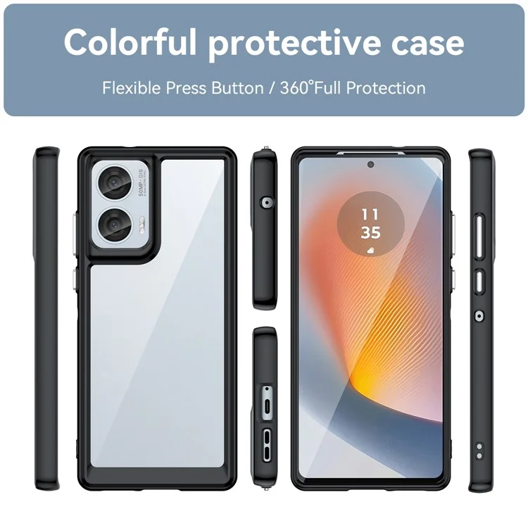 Pour Motorola Edge 50 Fusion 5G Étui Coque TPU+Acrylique Panneau Arrière Transparent - Noir
