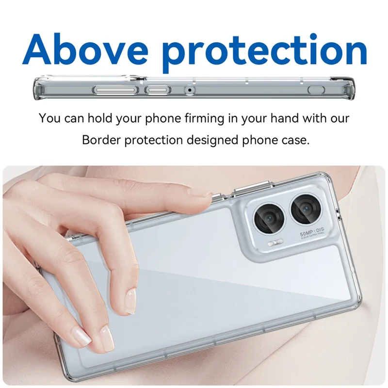 For Motorola Edge 50 Fusion 5G Case TPU+Acrylic Transparent Back Panel Phone Cover - Transparent