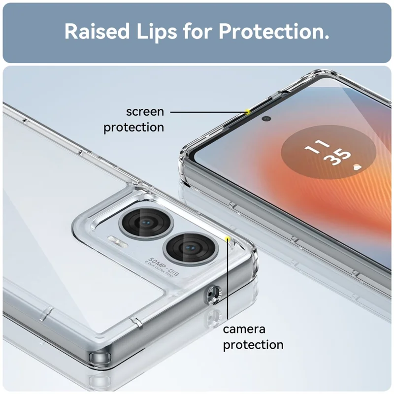 For Motorola Edge 50 Fusion 5G Case TPU+Acrylic Transparent Back Panel Phone Cover - Transparent