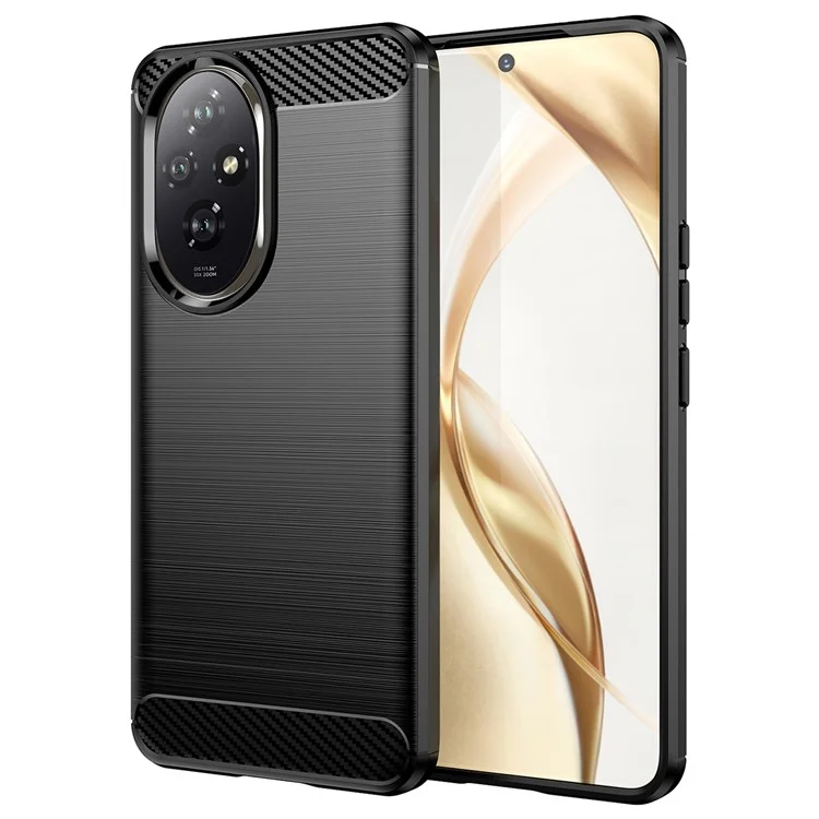 For Honor 200 5G Case Carbon Fiber Texture Brushed TPU Soft Phone Cover - Schwarz