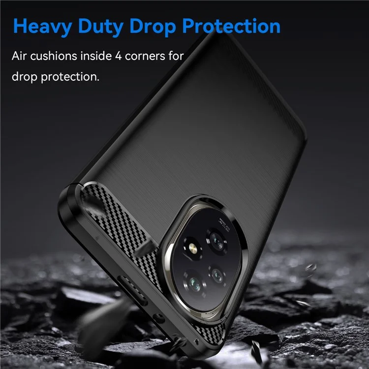 For Honor 200 5G Case Carbon Fiber Texture Brushed TPU Soft Phone Cover - Schwarz