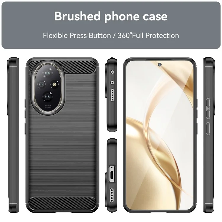 For Honor 200 5G Case Carbon Fiber Texture Brushed TPU Soft Phone Cover - Schwarz