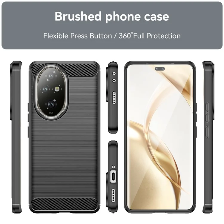 For Honor 200 Pro 5G Case Brushed Soft TPU Anti-Fall Phone Protective Cover - Black