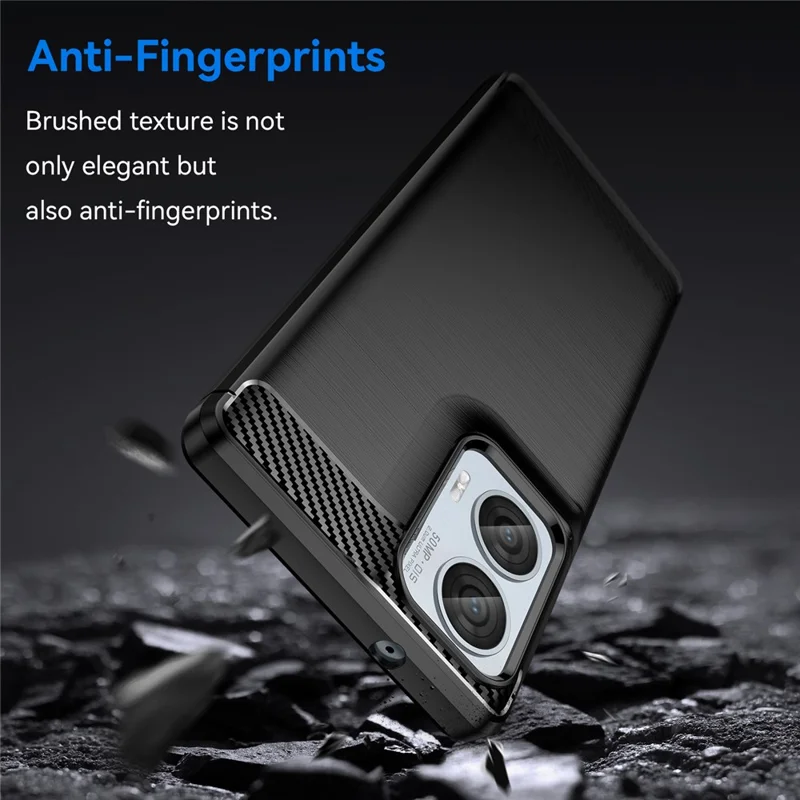 For Motorola Edge 50 Fusion 5G TPU Case Carbon Fiber Texture Brushed Phone Cover - Black