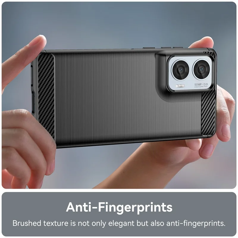 For Motorola Edge 50 Fusion 5G TPU Case Carbon Fiber Texture Brushed Phone Cover - Black