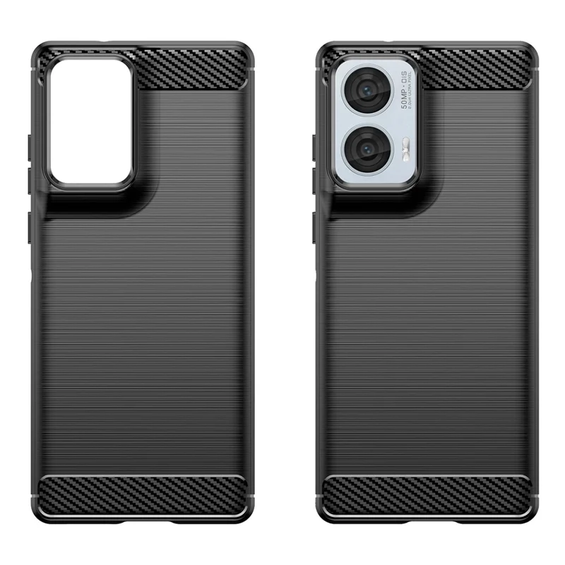 For Motorola Edge 50 Fusion 5G TPU Case Carbon Fiber Texture Brushed Phone Cover - Black