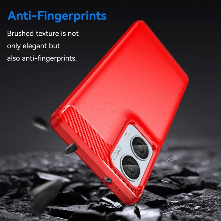Per Motorola Edge 50 Fusion 5G TPU Case Carbon Fiber Texture Brushed Phone Cover - Rosso