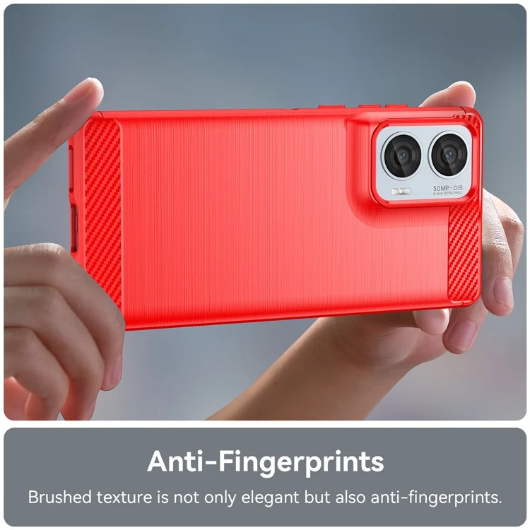 Per Motorola Edge 50 Fusion 5G TPU Case Carbon Fiber Texture Brushed Phone Cover - Rosso