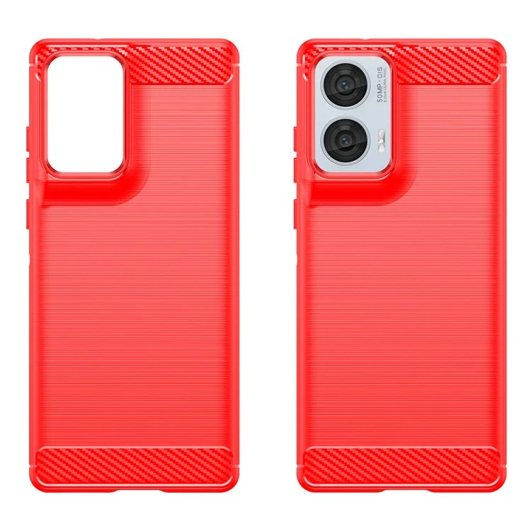 Per Motorola Edge 50 Fusion 5G TPU Case Carbon Fiber Texture Brushed Phone Cover - Rosso