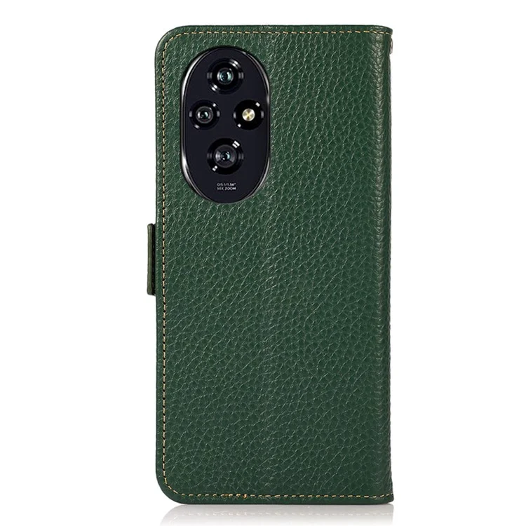 KHAZNEH For Honor 200 Pro 5G Funda para Teléfono Caso RFID Blocking Genuine Cow Leather Flip Cover - Verde