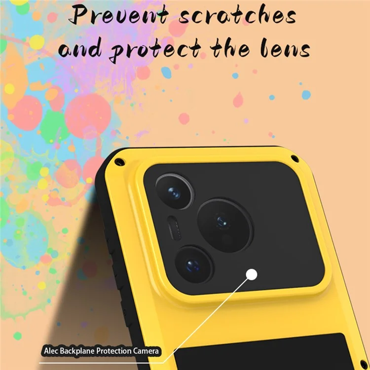 LOVE MEI For Huawei Pura 70 Case Tempered Glass Screen Protector Metal+Silicone Phone Cover - White