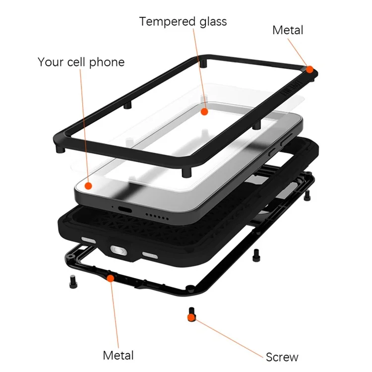 LOVE MEI For Huawei Pura 70 Case Tempered Glass Screen Protector Metal+Silicone Phone Cover - White
