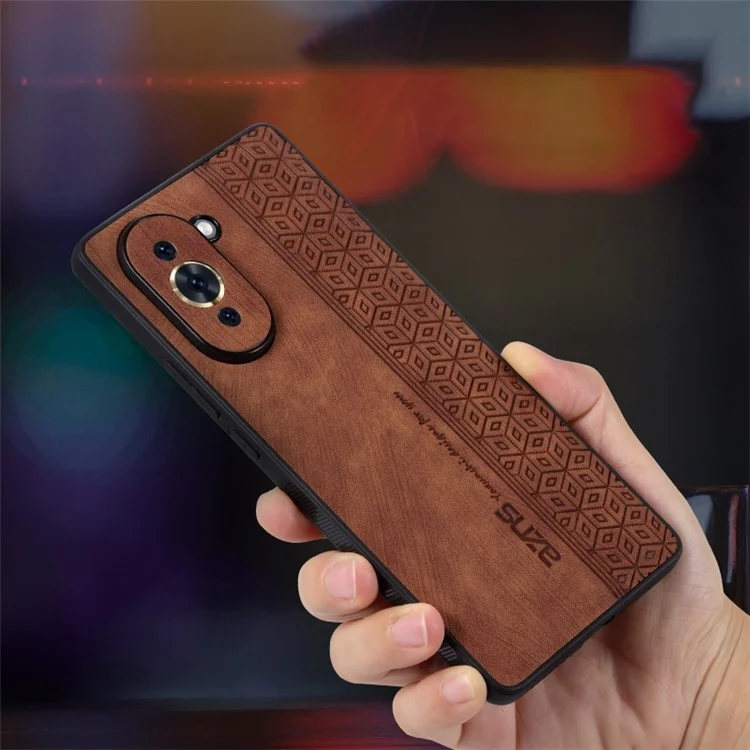 AZNS PU Leather+TPU Phone Case for Huawei nova 10 Pro 4G, Stylish Pattern Imprinted Phone Protective Shell - Brown