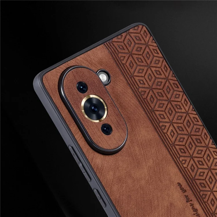 AZNS PU Leather+TPU Phone Case for Huawei nova 10 Pro 4G, Stylish Pattern Imprinted Phone Protective Shell - Brown