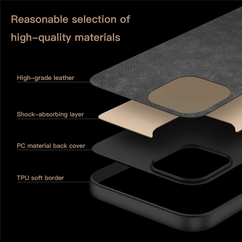 For iPhone 16e Case PU Leather Coated PC+TPU Retro Phone Cover - Black