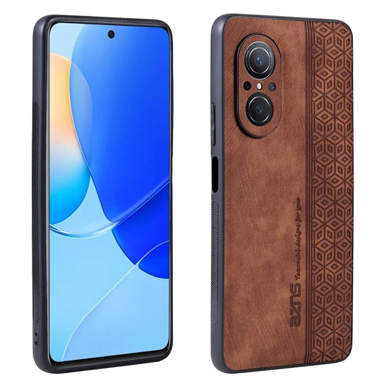Azns For Honor 50 SE Телефон Back Case Кожа Pu+tpu Стильный Узор Отпечатанного Телефона Защитная Оболочка - Коричневый