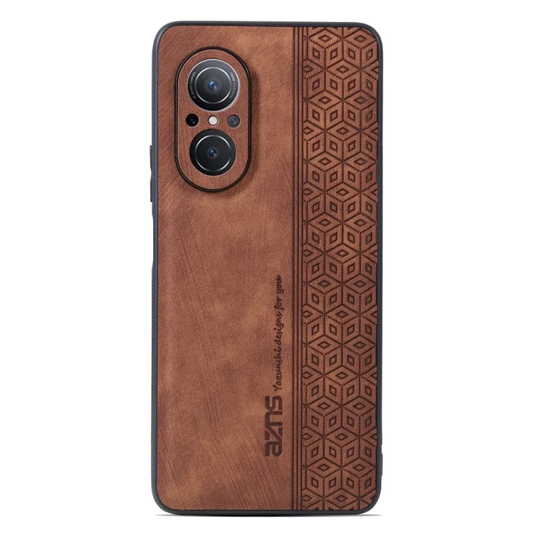 Azns For Honor 50 SE Телефон Back Case Кожа Pu+tpu Стильный Узор Отпечатанного Телефона Защитная Оболочка - Коричневый