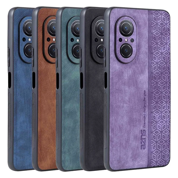 Azns For Honor 50 SE Телефон Back Case Кожа Pu+tpu Стильный Узор Отпечатанного Телефона Защитная Оболочка - Коричневый