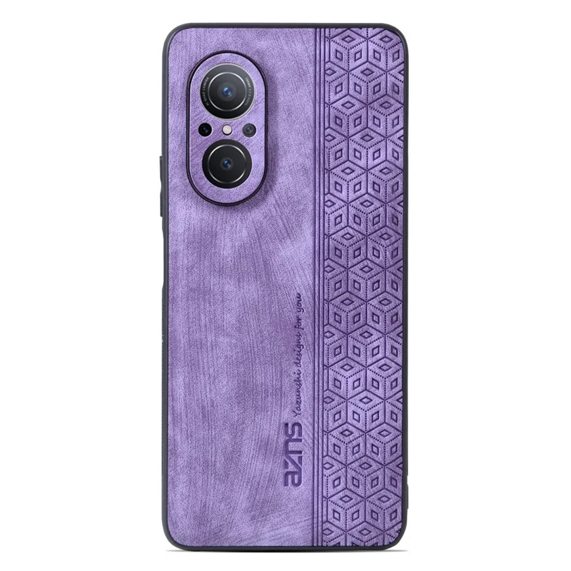 AZNS For Honor 50 SE Phone Back Case PU Leather+TPU Stylish Pattern Imprinted Phone Protective Shell - Purple