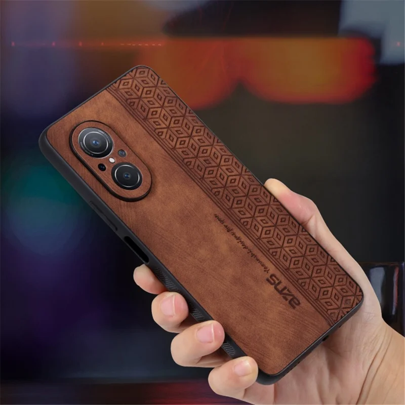 AZNS For Honor 50 SE Phone Back Case PU Leather+TPU Stylish Pattern Imprinted Phone Protective Shell - Purple