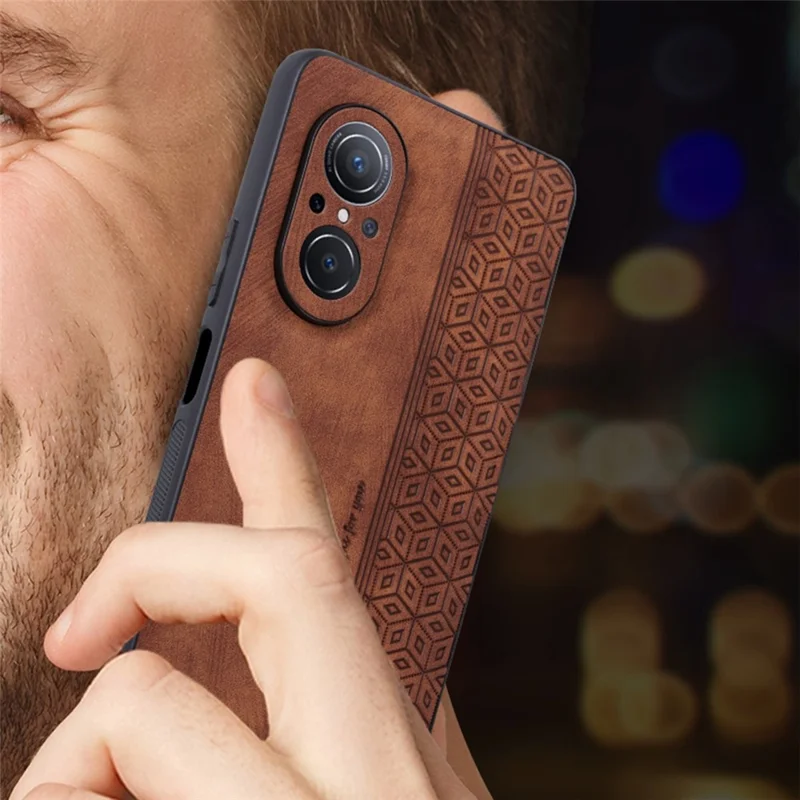 AZNS For Honor 50 SE Phone Back Case PU Leather+TPU Stylish Pattern Imprinted Phone Protective Shell - Purple