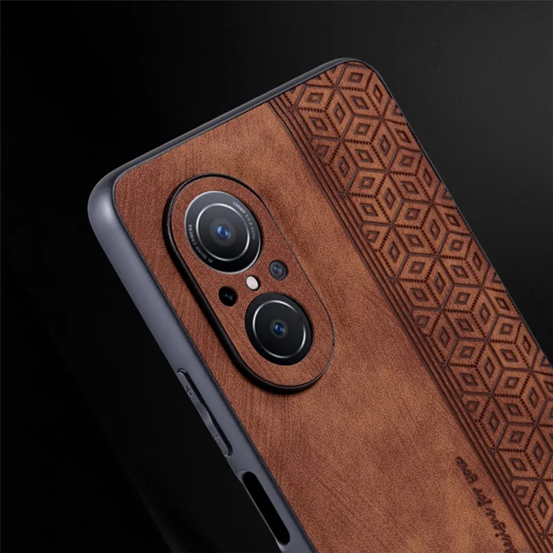AZNS For Honor 50 SE Phone Back Case PU Leather+TPU Stylish Pattern Imprinted Phone Protective Shell - Purple