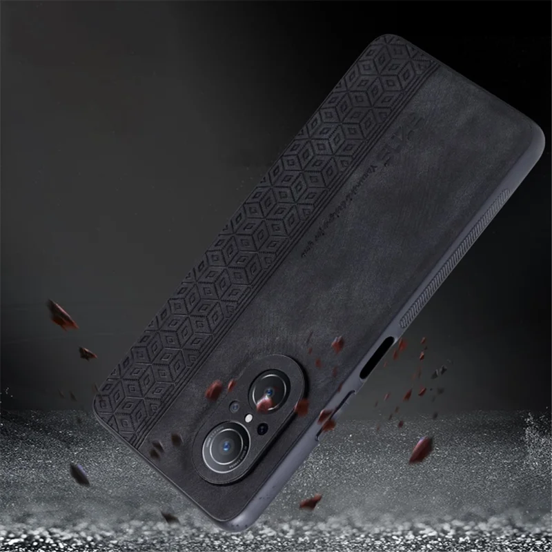 AZNS For Honor 50 SE Phone Back Case PU Leather+TPU Stylish Pattern Imprinted Phone Protective Shell - Purple