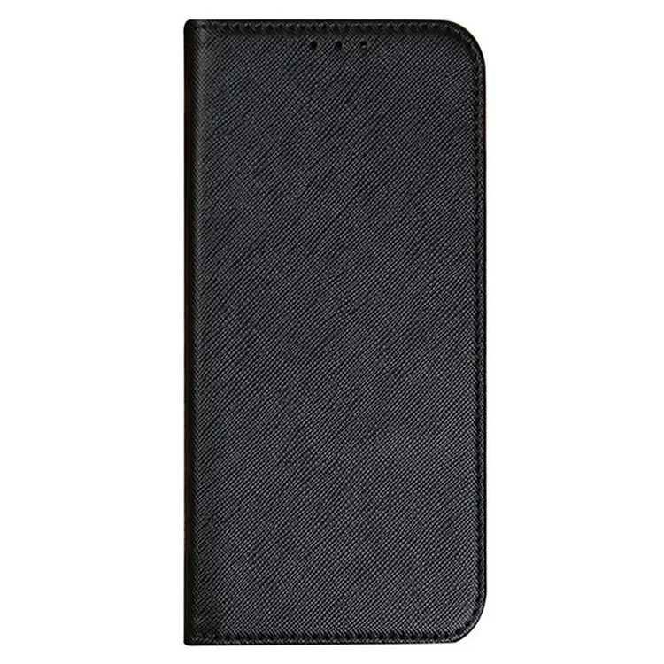 Für Oppo Reno12 Pro 5G (Global) Tasche Kartenfächer Quertextur Leder Handyhülle - Schwarz