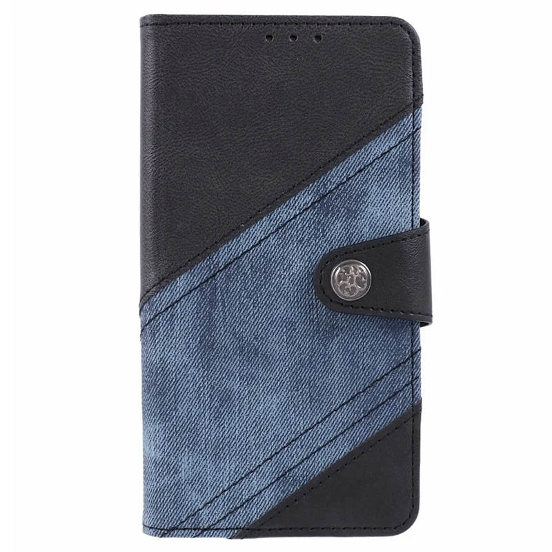 For Oppo Reno12 5G (Global) Case Leather Phone Cover Splicing Crazy Horse Texture - Black