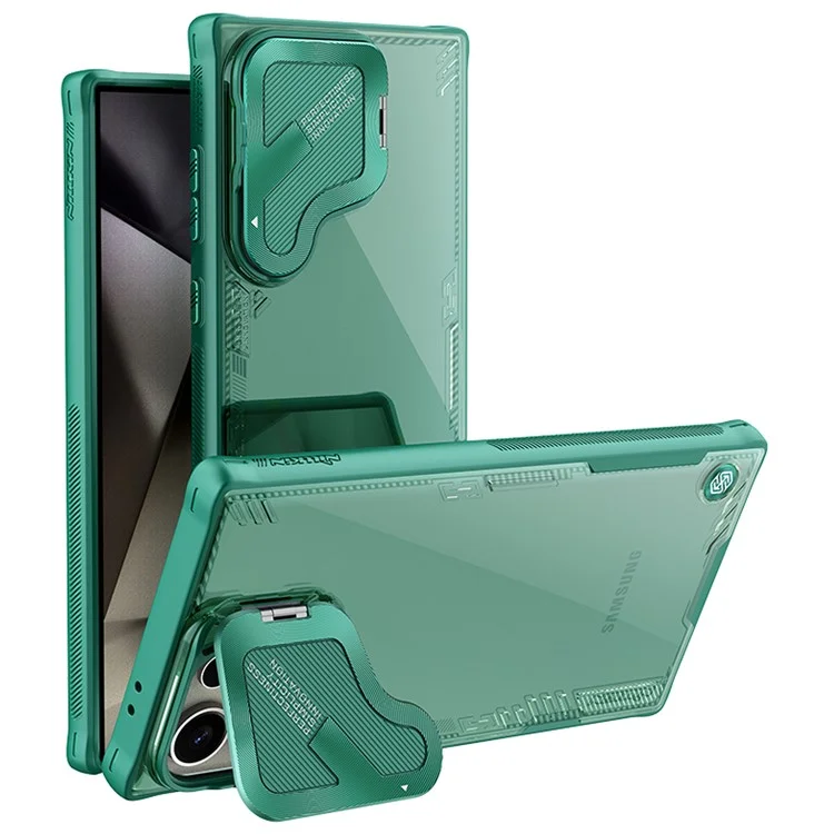 NILLKIN Iceblade Prop für Samsung Galaxy S24 Ultra Case Lens Cover Kickstand PC+TPU Handyhülle - Grün