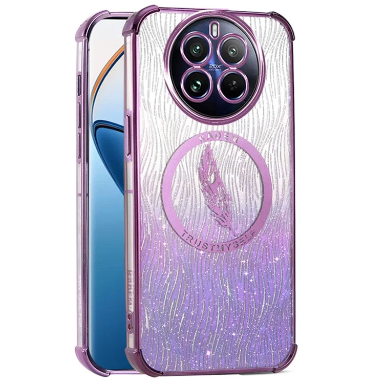 KADEM per Realme 12 Pro 5G / 12 Pro+ 5G Custodia TPU Copertura telefonica con elettroplaccatura Glitter Powder - Viola