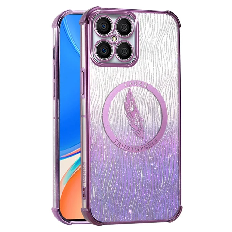 KADEM For Honor X8 4G Étui TPU Électroplaqué Paillettes Couvercle de Téléphone - Violet